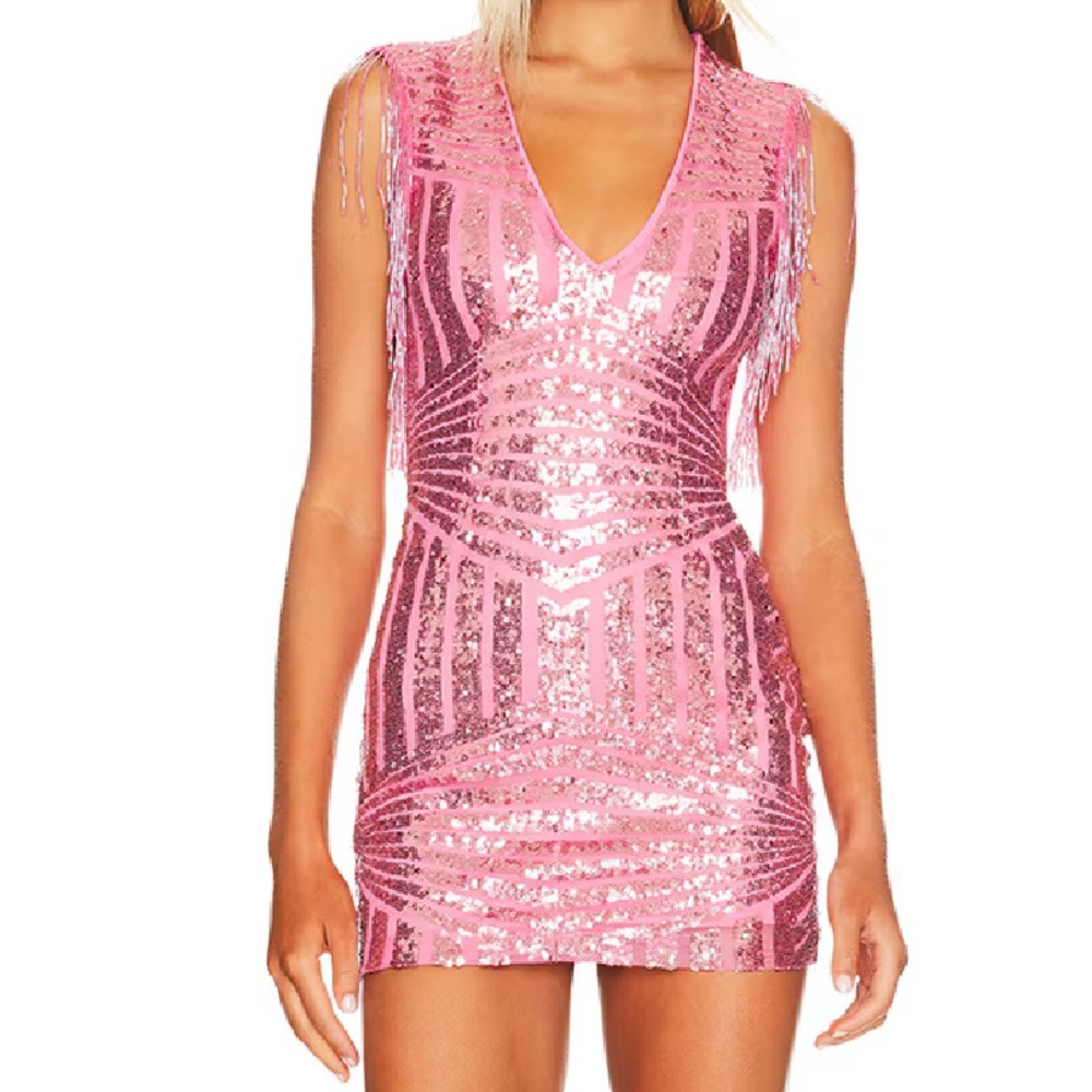 Superdown carly fringe mini dress